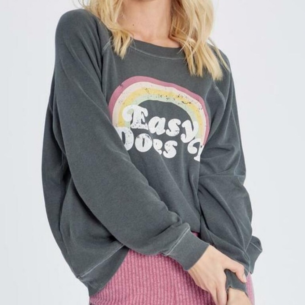 Wildfox Easy Does It Gray Sweatshirt Size Small